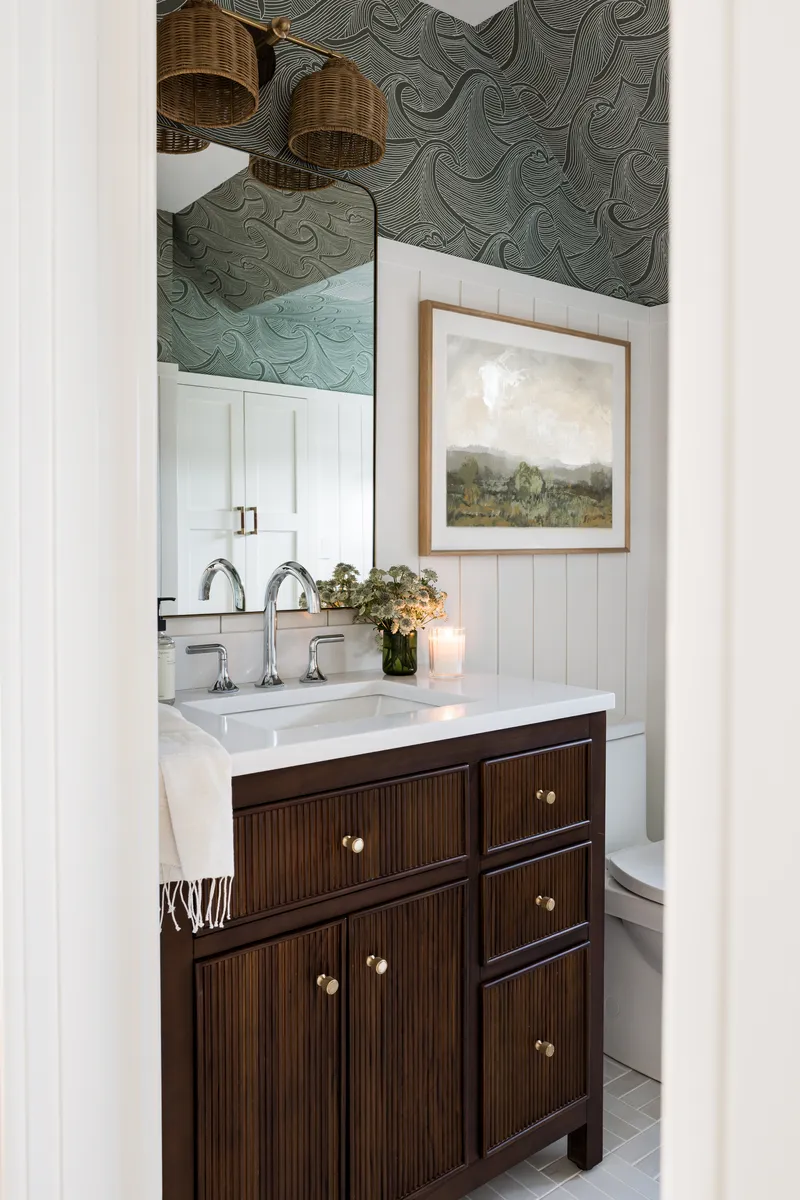 Attic bathroom in Coastal Connecticut by Pure Salt