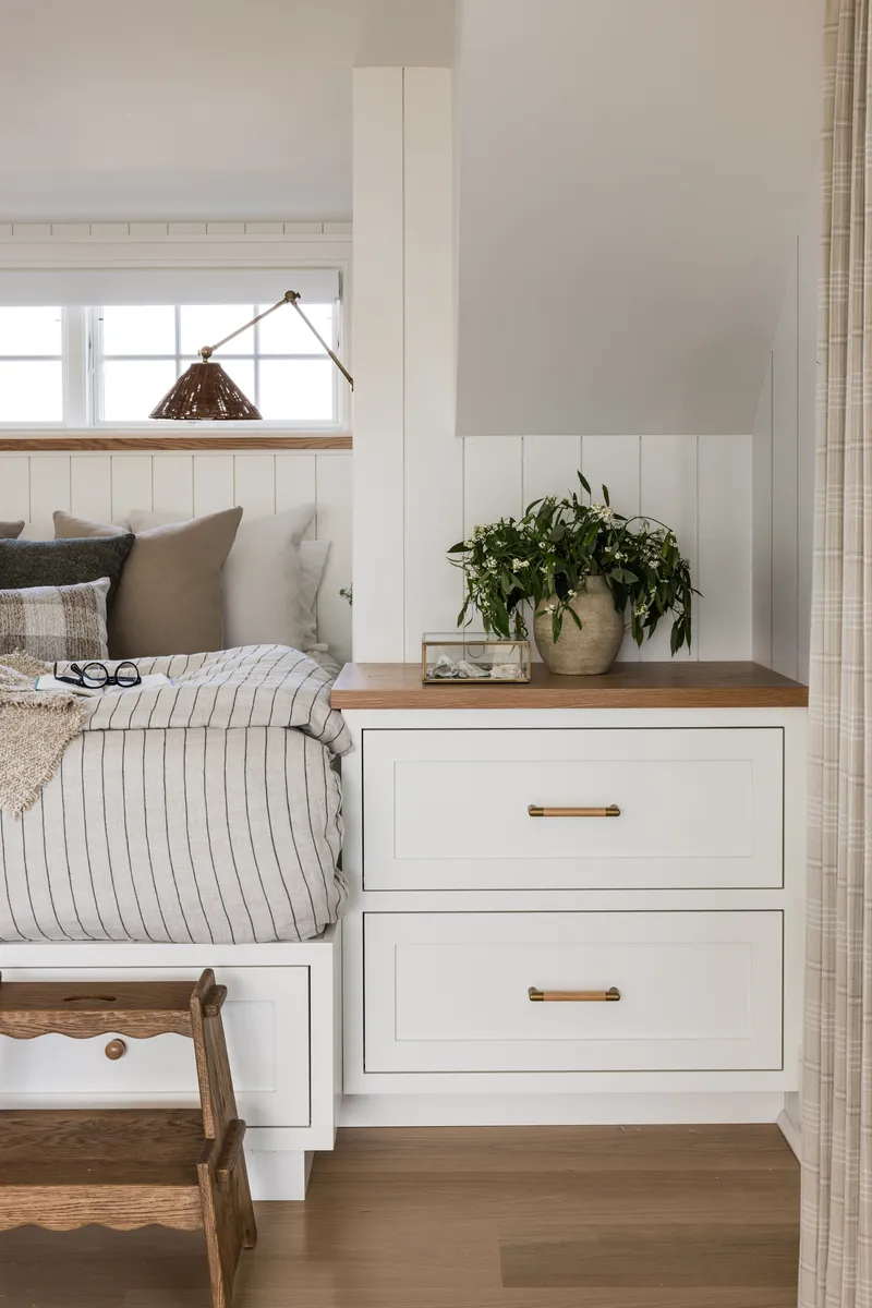 Attic bedroom detail in Coastal Connecticut