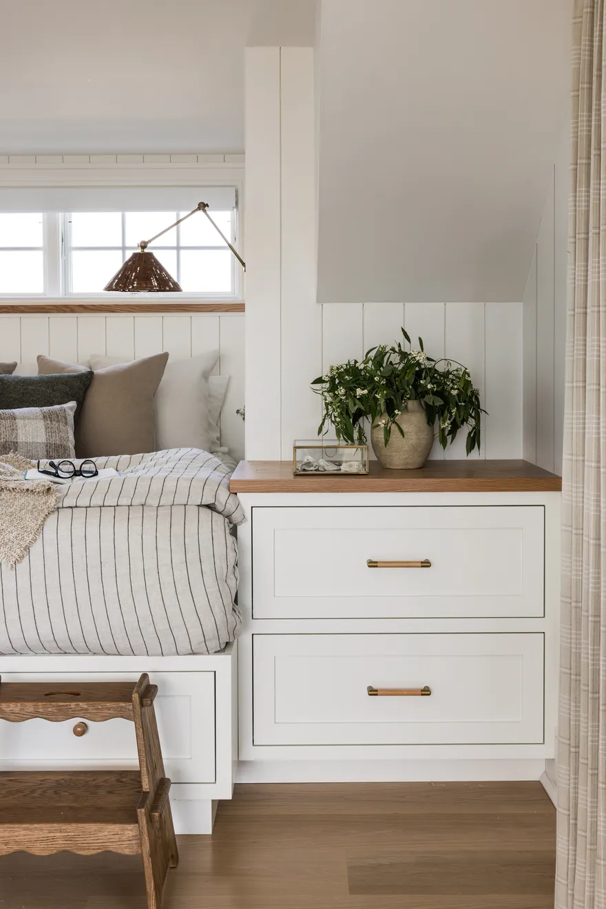 Attic bedroom detail in Coastal Connecticut