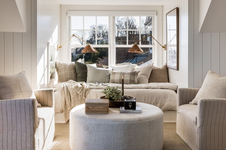 Attic living room in Coastal Connecticut by Pure Salt