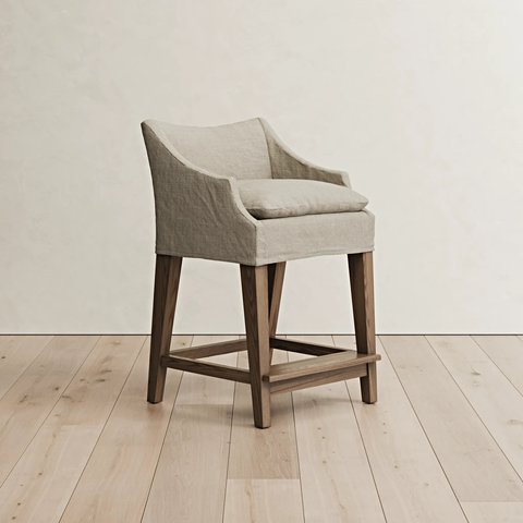 Dylan Stool // Counter Stool / Flax Basketweave Blend