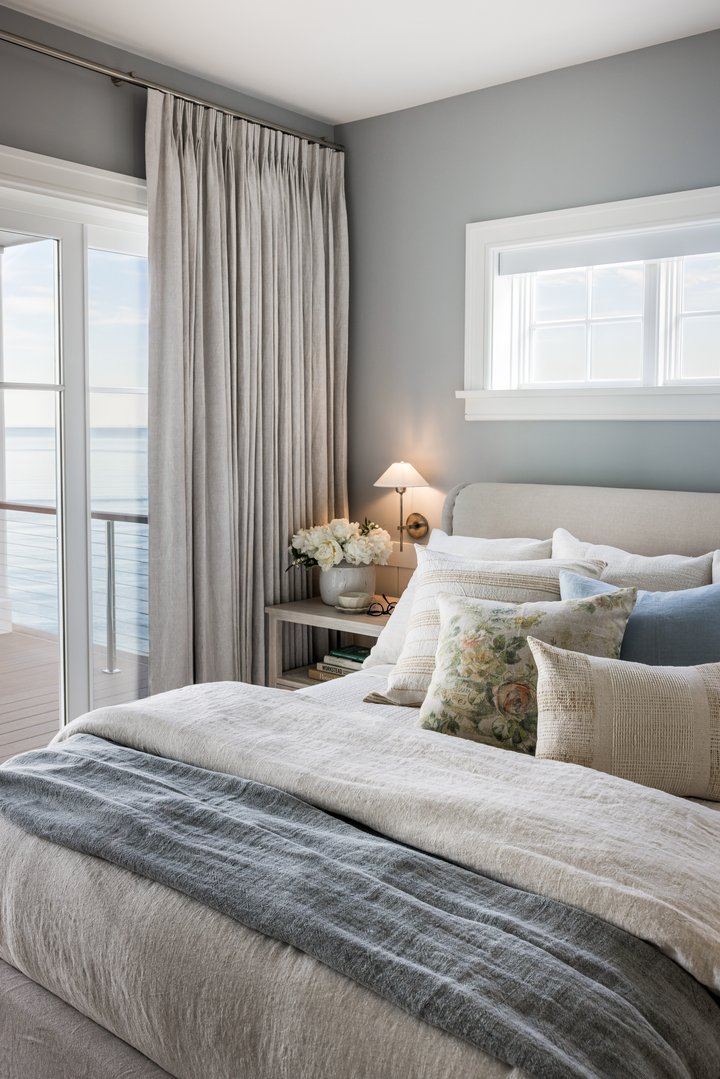 Guest bedroom patio doors in Coastal Connecticut
