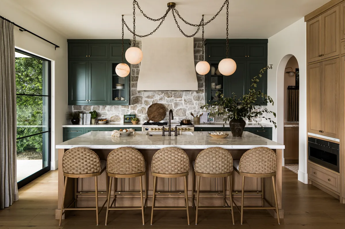 Kitchen island from great room in Newport Coast