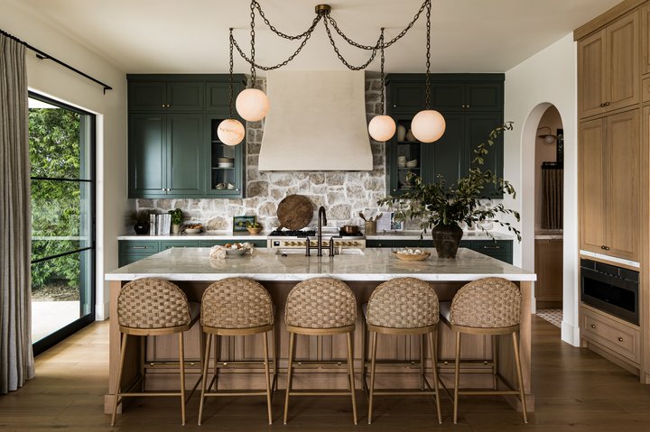 Kitchen island from great room in Newport Coast