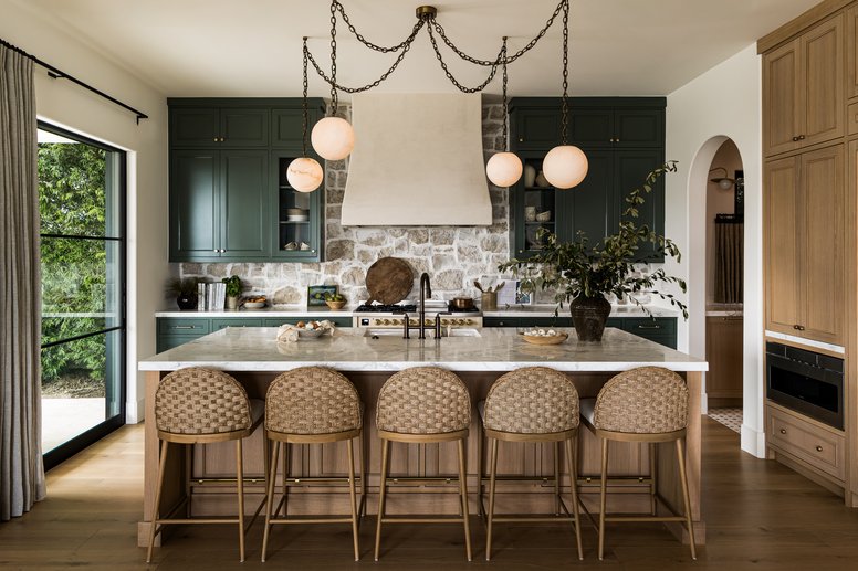 Kitchen island from great room in Newport Coast