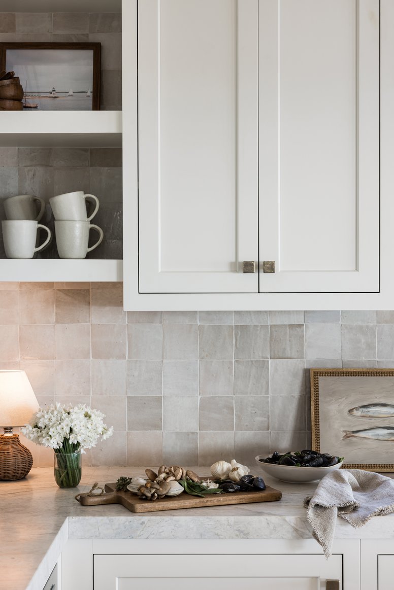 Kitchen cabinet detail in Coastal Connecticut