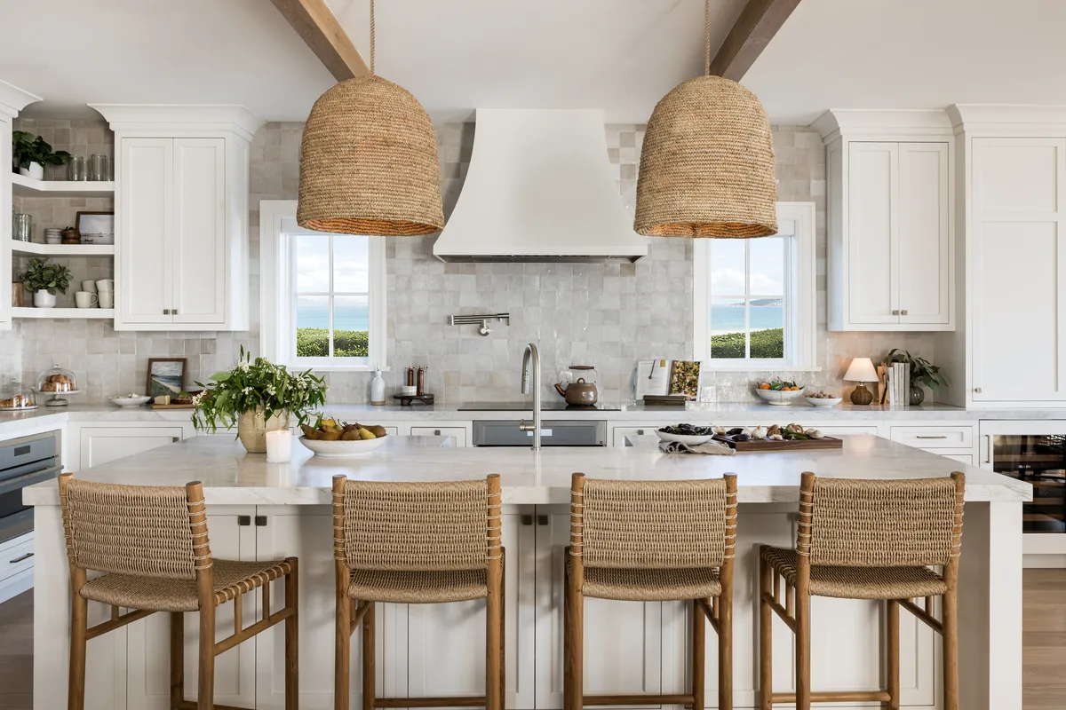 Kitchen island in Coastal Connecticut by Pure Salt