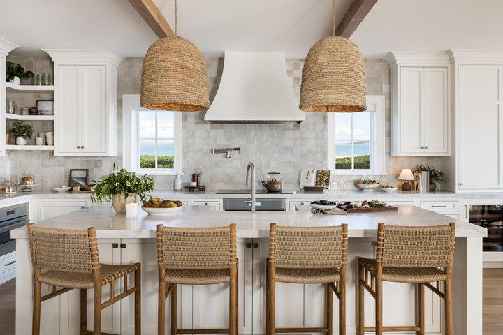 Kitchen island in Coastal Connecticut by Pure Salt