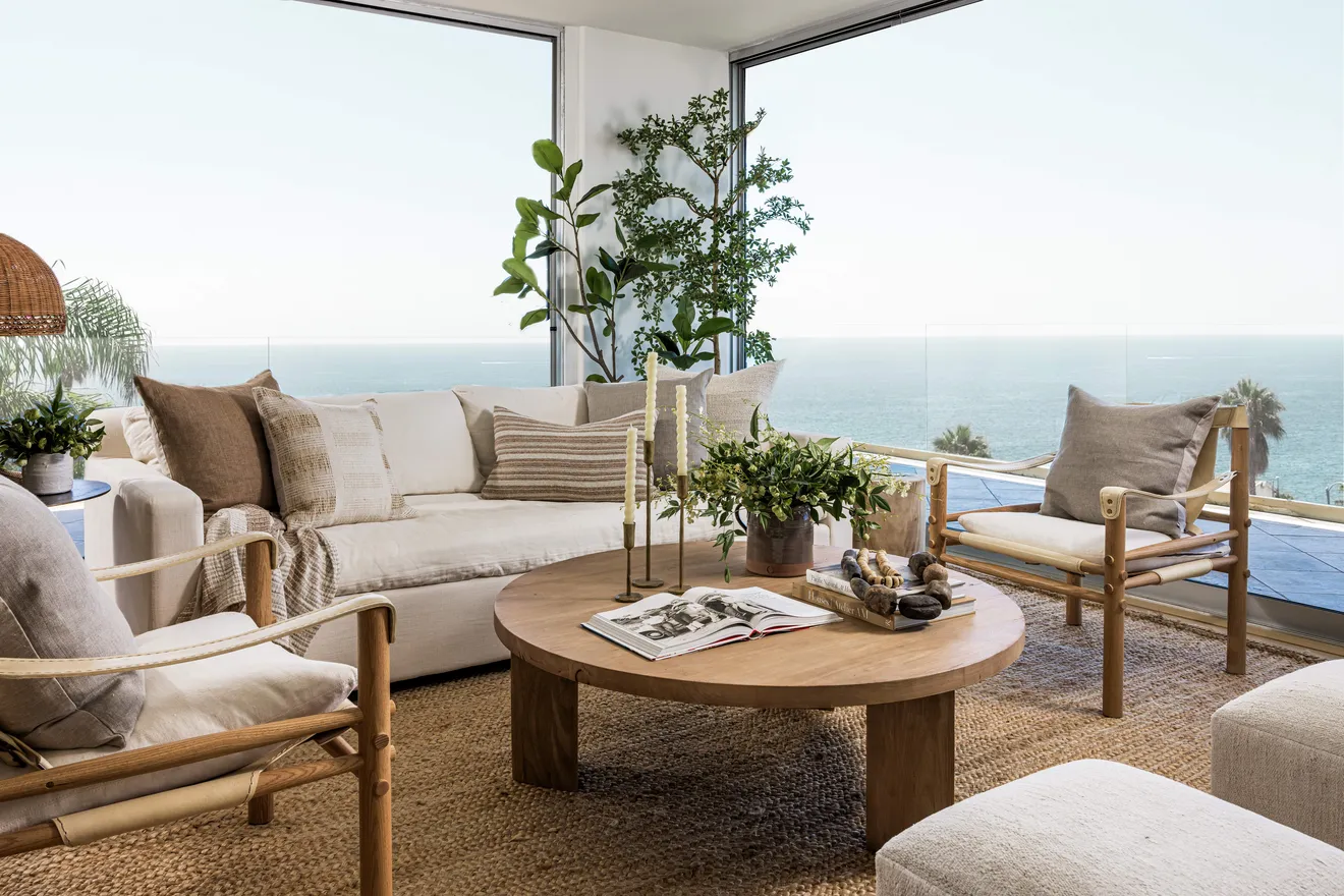 Pure Salt x Looms: Terra Collection Pillows styled coastal living room