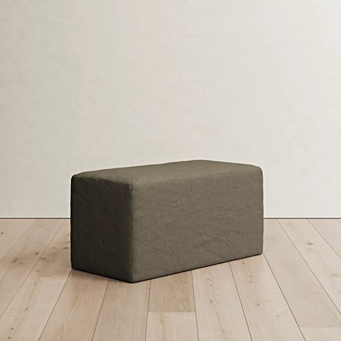 Smith Ottoman // Olive Linen Blend
