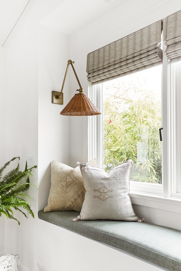 Primary Suite bedroom window seat in Three Arch Bay