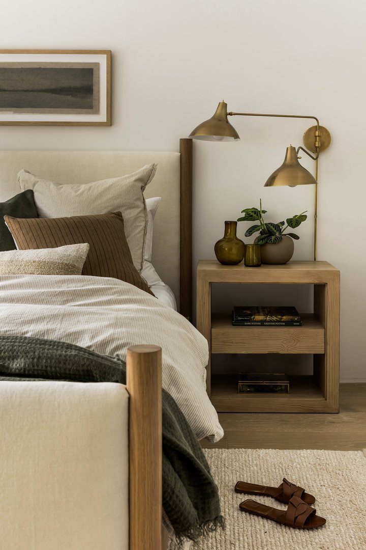 Guest bedroom nightstand in Malibu