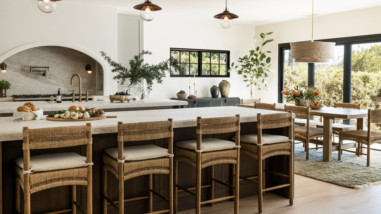 Kitchen Island and dining in California Ranch