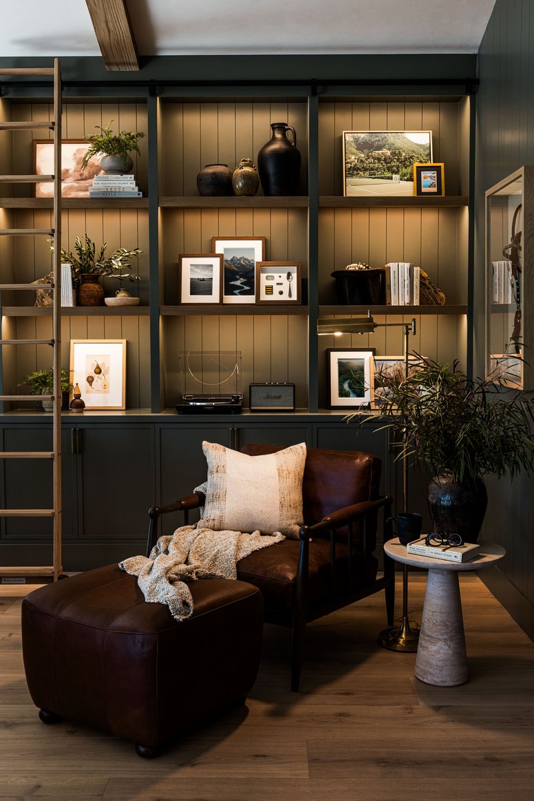 Living Room library in California Ranch by Pure Salt