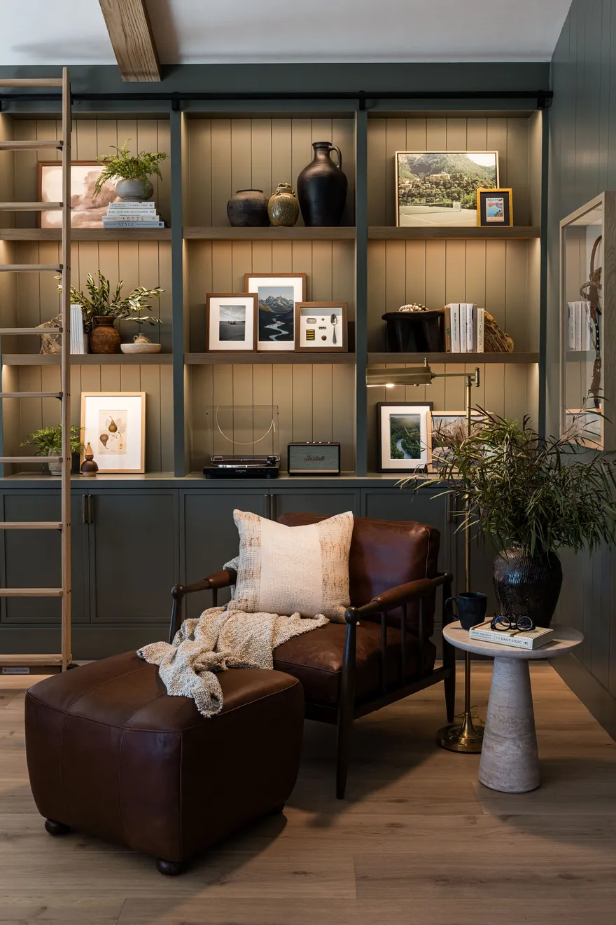 Living Room library in California Ranch by Pure Salt
