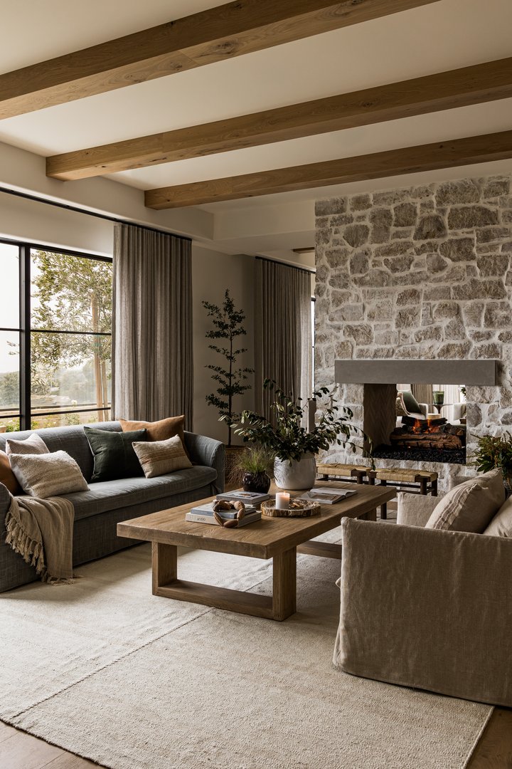 Living Room fireplace in Newport Coast by Pure Salt