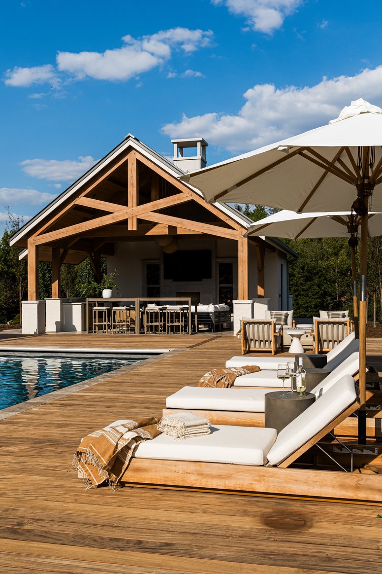 Outdoor pool lounge chairs in Flint Hills