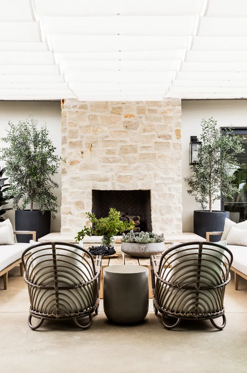 Outdoor fireplace in Coastal Canyon