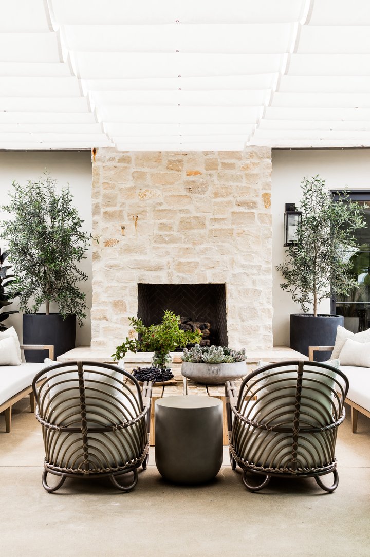 Outdoor fireplace in Coastal Canyon