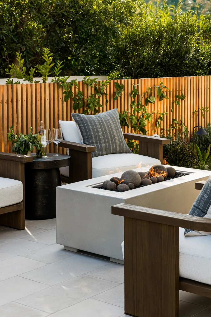 Outdoor seating with fire pit in Emerald Bay