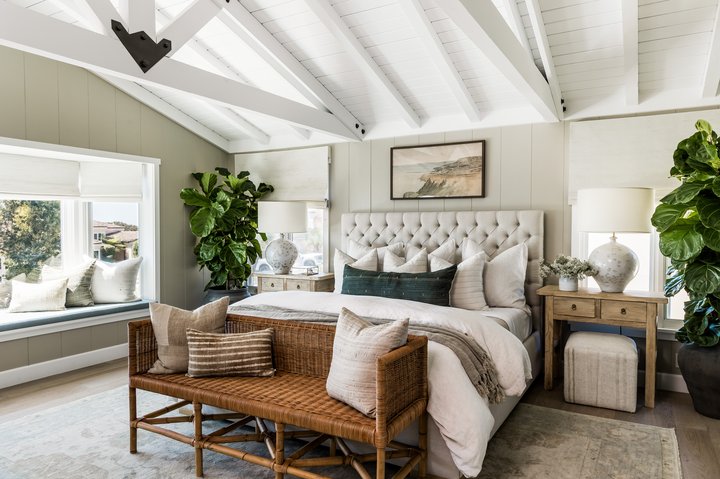 Primary Suite bed in Laguna Beach by Pure Salt