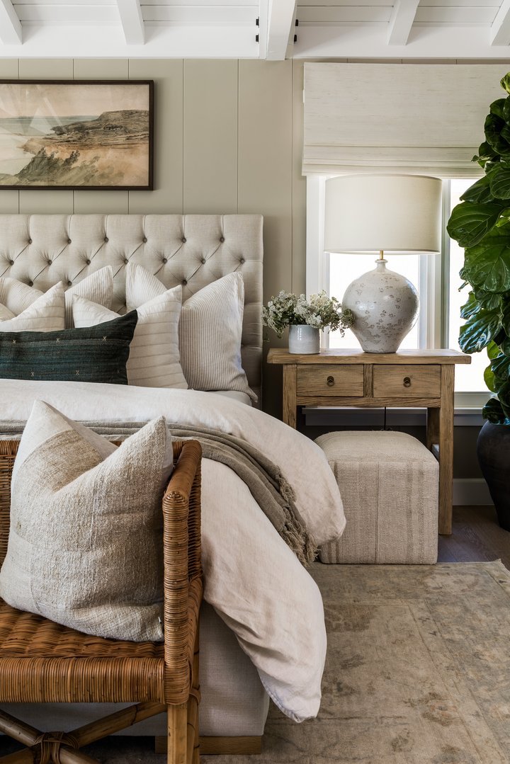 Primary Suite nightstand and bed in Laguna Beach