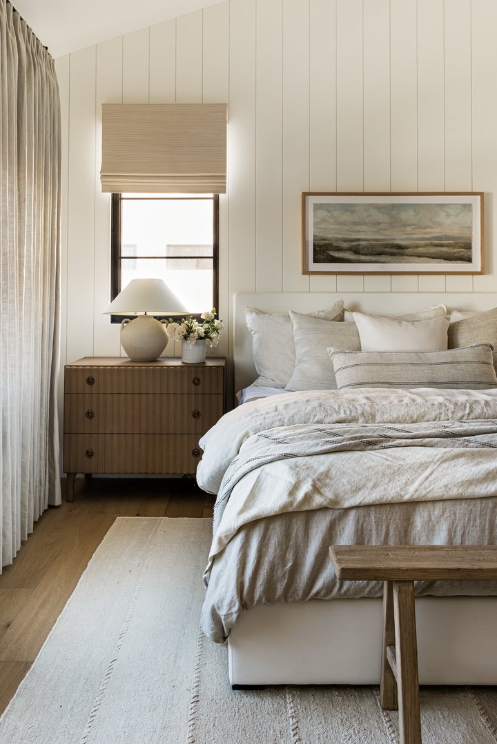 Primary Suite bed in Newport Harbor by Pure Salt