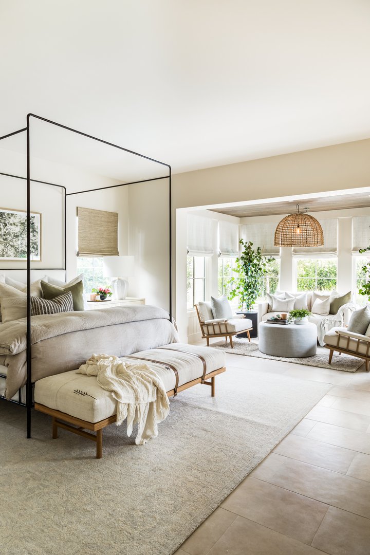 Primary Suite bedroom and sitting area in Coastal Canyon